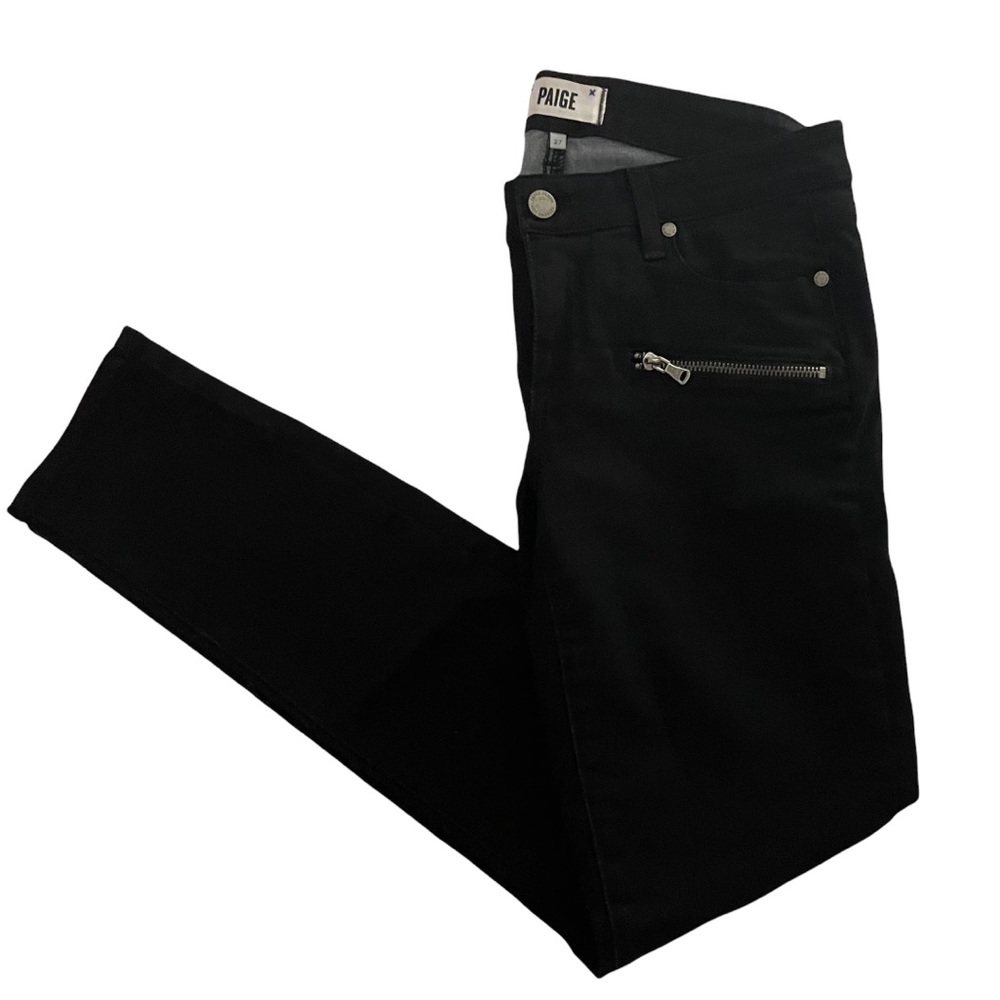 PAIGE Edgemont black skinny jean zipper detail size 27 - Picture 8 of 8